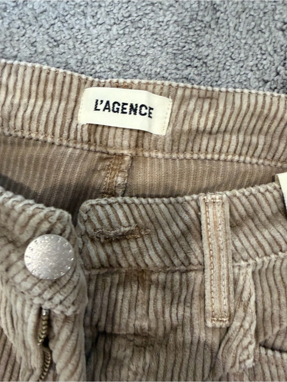 L'AGENCE Wide Leg Corduroy Pants in Taupe - Picture 3 of 4